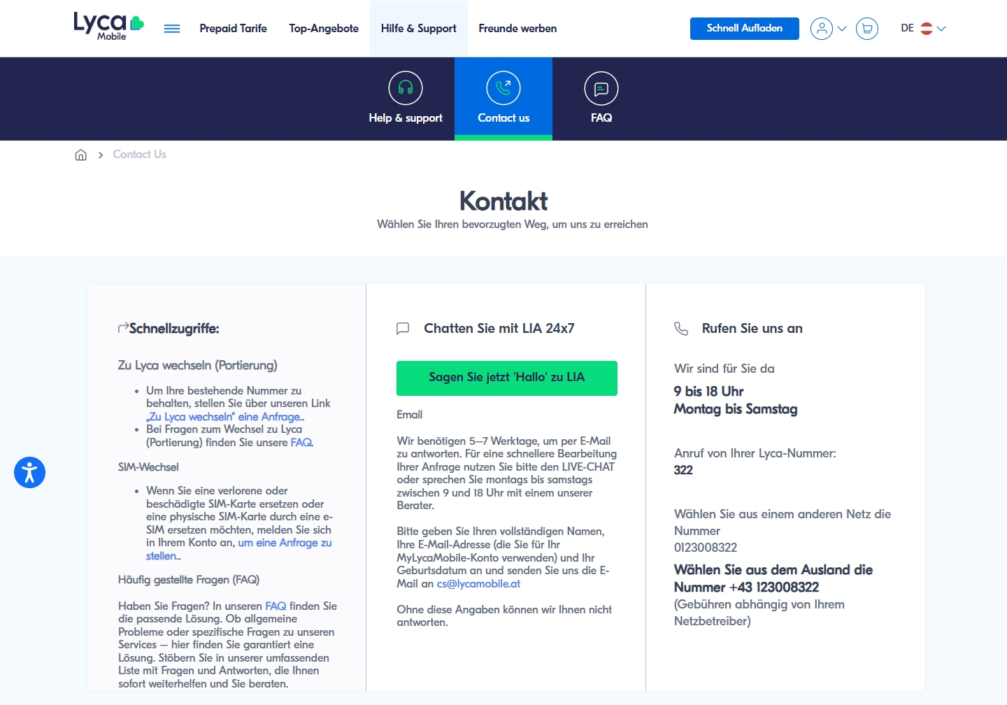 Lycamobile Kundenservice, Telefonnummer, Kontakt